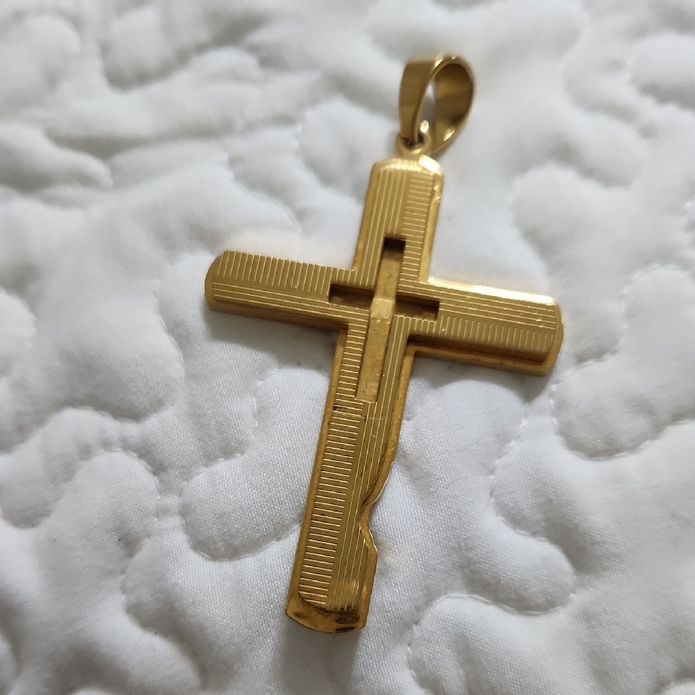 Elegant Goldtone Cross Pendant